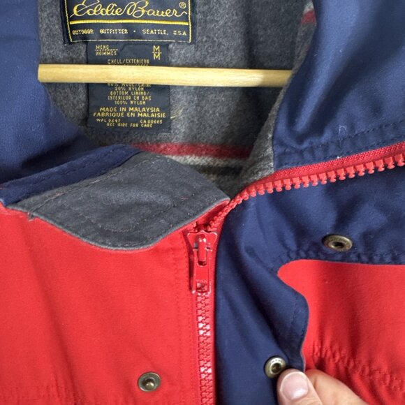 Eddie Bauer Red Hooded Parka Jacket Wool Blend Lined Men’s M Vintage - Picture 6 of 10